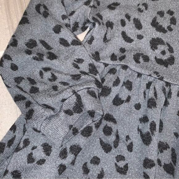 GAP Charcoal Black Leopard Print Long Sleeve Dress - Picture 7 of 8